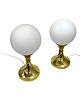 lampy stołowe Para lamp stołowych Globe AKA Leuchten, Niemcy, lata 70. mosiądz i szkło 4