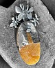 wisiory Wisiorek handmade srebrne kwiaty z bursztynem 4