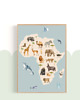 obrazy i plakaty PLAKAT do pokoju dziecka, mapa zwierzęta Afryki, safari ilustracja 7