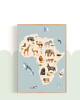 obrazy i plakaty do pokoju dziecięcego PLAKAT do pokoju dziecka, mapa zwierzęta Afryki, safari ilustracja 7