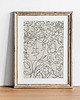 plakaty Plakat - kobieta, kwiaty, line art 1