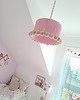 lampy do pokoju dziecka Różowa lampa sufitowa boho z beżowymi pomponami 4