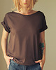 t-shirt damskie Brązowy Zgaszony Oversize Bez Nadruku 1