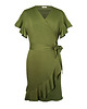 sukienki midi damskie Zielona oliwkowa sukienka z falbankami 1