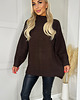 swetry damskie  Brązowy sweter z dzianiny AXS0208 4