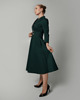 sukienki midi damskie Elegancka sukienka marynarkowa dwurzędowa rozkloszowana butelkowa zieleń 4