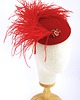 kapelusze damskie MABEL czerwony toczek z filcu z piórami 1
