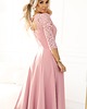 sukienki maxi damskie 309-13 AMBER elegancka suknia - pudrowy róż 4