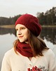 czapki damskie Czerwona czapka beretowa z alpaki Parisian Chic 5
