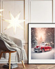 fotografia PLAKAT świąteczny, zimowa dekoracja, vintage auto 1
