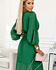 sukienki maxi damskie 414-3 KLARA plisowana sukienka z paskiem i dekoltem - JASNA ZIELEŃ 3