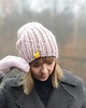 czapki damskie Wełniana gruba czapka zimowa WOOLY pudrowy róż 2