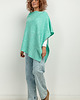 swetry damskie  Ponczo z dzianiny swetrowej, T419, one size, seledyn 1