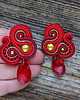 kolczyki soutache Czerwono złote kolczyki sutasz 2