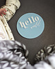 obrazy i plakaty do pokoju dziecięcego Tabliczka plexi hello world - niebieska 1