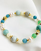 bransoletki z kamieni naturalnych MAGIA Elegancka Bransoletka z kamieni , Amazonit, jadeit, perły złoto 2