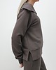 komplety damskie Anisa minimalistyczny lekko dopasowany komplet spodnie i bluza - Chocolate 1