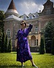 sukienki maxi damskie Jedwabiste KIMONO/SUKIENKA kopertowa w autorski print ZORZA 100% WISKOZA PREMIUM 3