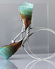 kolczyki wire wrapping Srebrne kolczyki koła z tkaniną mięta złoto 4