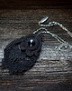 wisiory Czarny naszyjnik soutache z koronkowym kwiatem 1