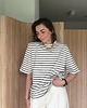 t-shirt damskie Tshirt Art paski poduchy cream & black stripes 4