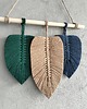 makramy Makrama Liście Zieleń Beż Granat Ozdoba Ścienna Boho 40 cm 2