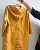 sukienki mini damskie Tunika lniana żółta z kapturem 1