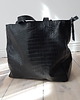 torby na ramię Czarna skórzana torba z krokodylem 2