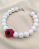 bransoletki ze szkła Bransoletka biała malina szklane koraliki stal nierdzewna handmade 3