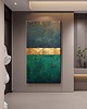 obrazy Obraz artystyczny 80x160cm w kolorach tuskus szmaragd grafit złoto 1