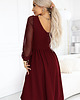 sukienki midi damskie 657-3 Elegancka sukienka midi z dekoltem i tiulowymi rękawami - bordo 2