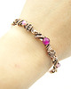 bransoletki wire wrapping Miedziana bransoleta mankietowa z agatami 2