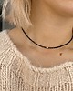 chokery Naszyjnik Choker z czarnym turmalinem i pozłacanym sercem 2