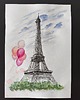 grafiki i ilustracje Paryż Francja wieża Eiffla miasta akwarela obraz balony pejzaż miejski 21x30 1