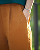 spodnie materiałowe damskie Spodnie Lniane cynamon 4