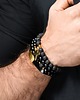 biżuteria męska Męska bransoletka Black Leather Belt Gold 1