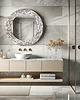 lustra stojące i wiszące Okrągłe srebrne lustro, srebrne lustro glamour, na ścianę, lustro mozaika 2