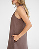 sukienki midi damskie Lniana Sukienka FLORA MIDI dark chocolate 4