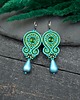 kolczyki soutache Kolczyki sutasz turkusowo zielone kolorowe Cleo z dużą łezką 2