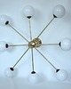 lampy wiszące Żyrandol Stilnovo style lata 60. Mosiądz, metal i szkło 8x E14 Vintage 9