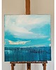 obrazy Obraz ręcznie malowany na płótnie 60x60 cm - Niebieski pejzaż 1