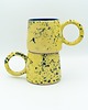 kubki Żółty ceramiczny kubek z okrągłym uszkiem 2
