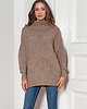 swetry damskie  Sweter oversize z golfem - SWE148 mocca 1