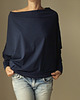 tuniki damskie Asymetryczna Bluzka trapez granatowy 2