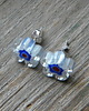 kolczyki wire wrapping Niebieski środek - kwiatki    - sztyfty 3