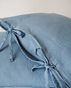 poduszki gładkie Lniana Poszewka Troczki DUSTY BLUE 1