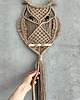 makramy Sowa Makrama Cappuccino Ciemny Beż Elegancka Dekoracja na Ścianę 80 cm 4