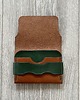 portfele damskie Portfel brązowo-zielony na karty ze skóry ręcznie uszyty. 2