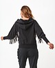 bluza z kapturem damska Konto - Czarna bluza z frędzlami 6