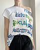 t-shirt damskie Kaligrafia niebieska fullprint Biały Oversize 6